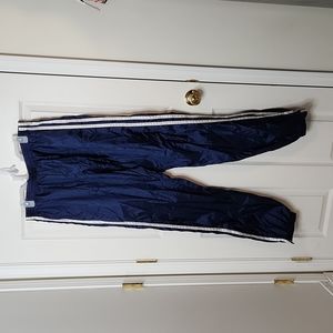 Classic Wilson blue white stripes nylon pants with zipper ankle elastic waist